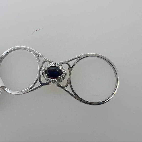 14k White Gold Diamond Sapphire Ruby Ring - Picture 6 of 12